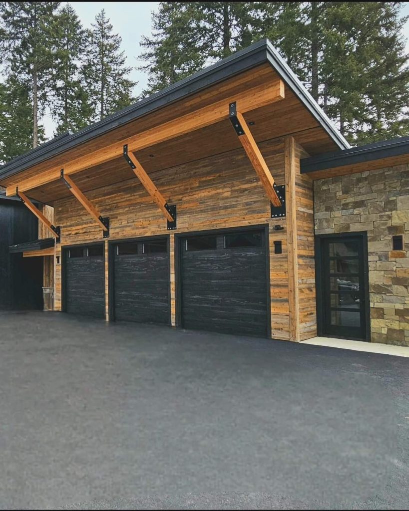 black wooden finish garage doors