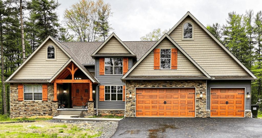 wooden brown overhead garage door